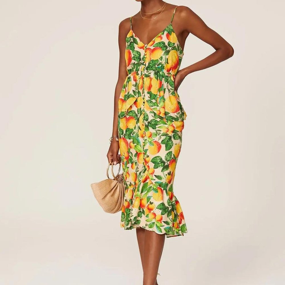 EUC Farm Rio Sands Linen Midi Dress Sz M